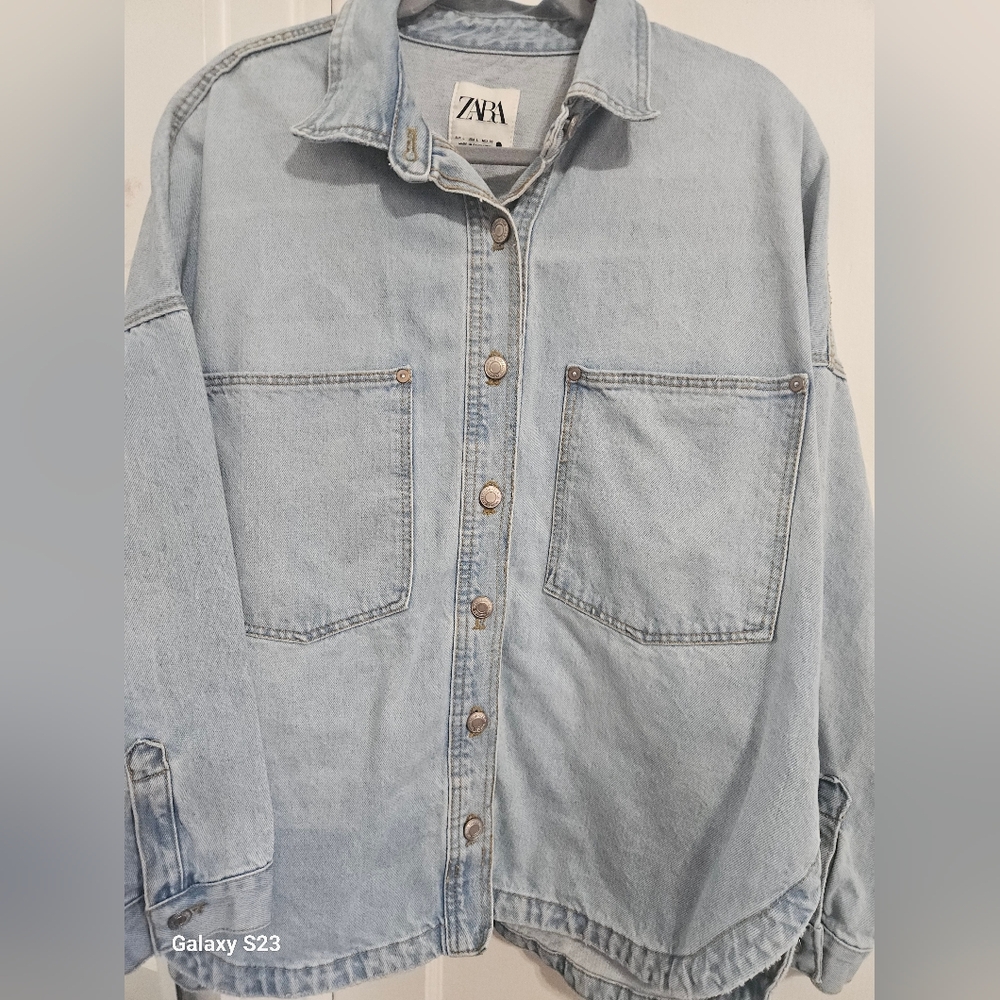 Zara Oversize Sky Blue Denim Jacket